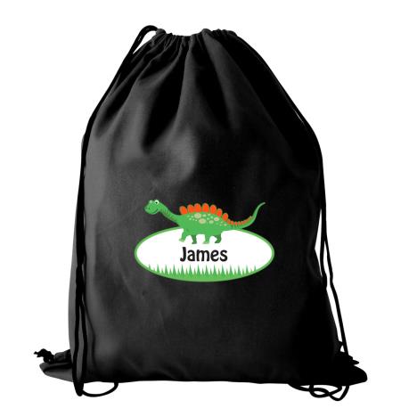 Personalised Dinosaur Black Waterproof Swim / Kit Bag £16.99